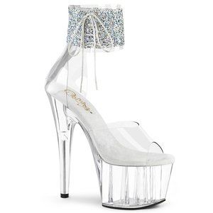 Pleaser Adore-724RS-02 Rhinestone Ankle Cuff Platform Sandal